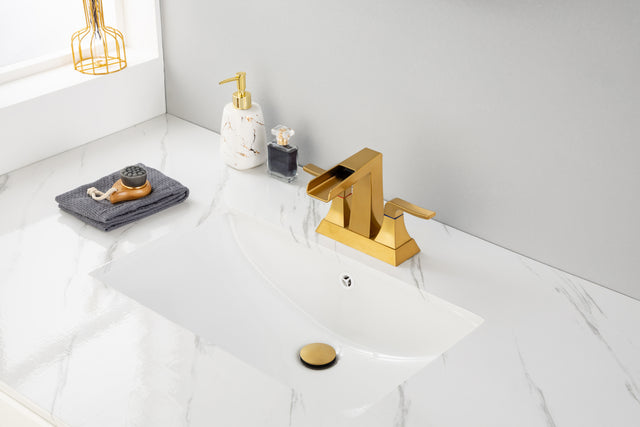 2-Handle Lavatory Faucet Brushed Nickel Bathroom Sink Faucet with Metal Pop-up Drain and Faucet Supply Lines