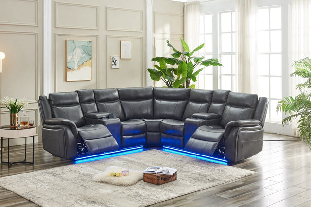 Power reclining Sectional W/LED strip GRAY M02