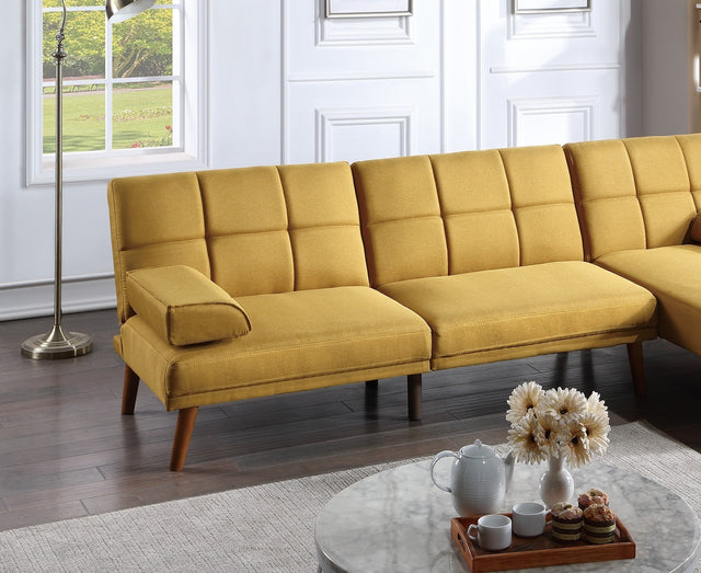 Mustard Color Polyfiber Sectional Sofa Set Living Room Furniture Solid wood Legs Tufted Couch Adjustable Sofa Chaise