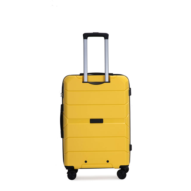 Hardshell Suitcase Spinner Wheels PP Luggage Sets Lightweight Durable Suitcase with TSA Lock,3-Piece Set (20/24/28) ,Yellow