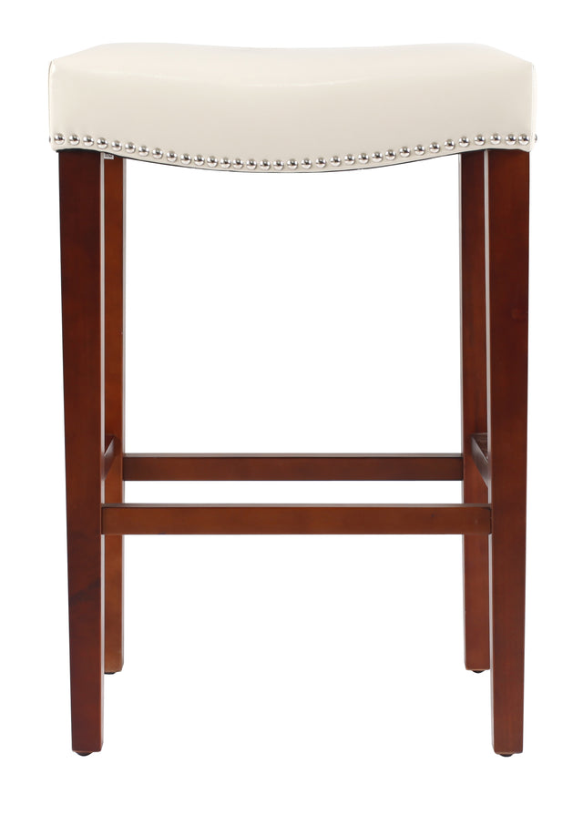 White Leather Barstool 2 pcs Set - 30 inch Seater height