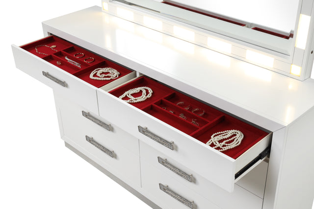 Coco 8 Drawer Dresser Made with Wood in Milky White