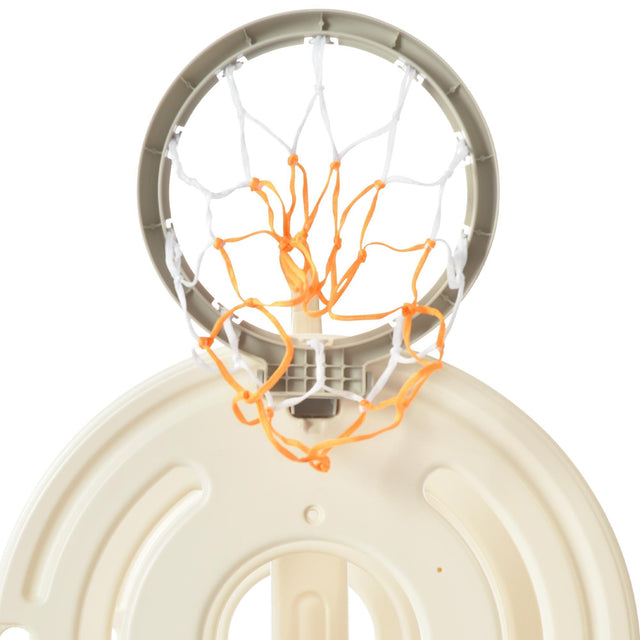 Kids Slide Playset Structure 9 in 1, Freestanding Castle Climbing Crawling Playhouse with Slide, Arch Tunnel, Ring Toss, Realistic Bus Model and Basketball Hoop, Toy Storage Organizer for Toddlers