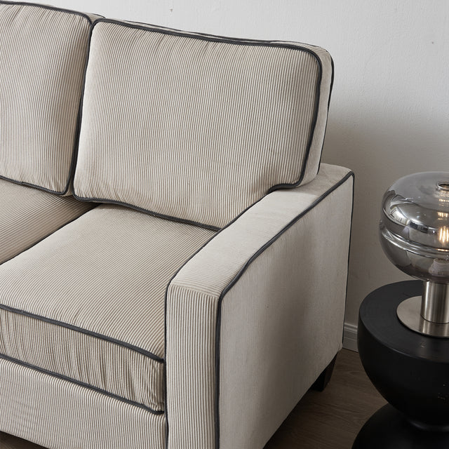 Living Room Sofa Loveseat with Storage Beige Corduroy