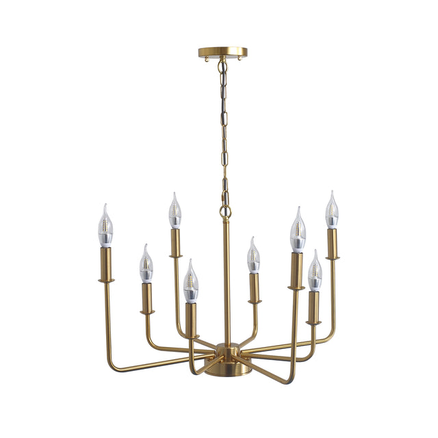 Modern American candle-shaped golden iron chandelier -8 bulbs -E12 lamp holder