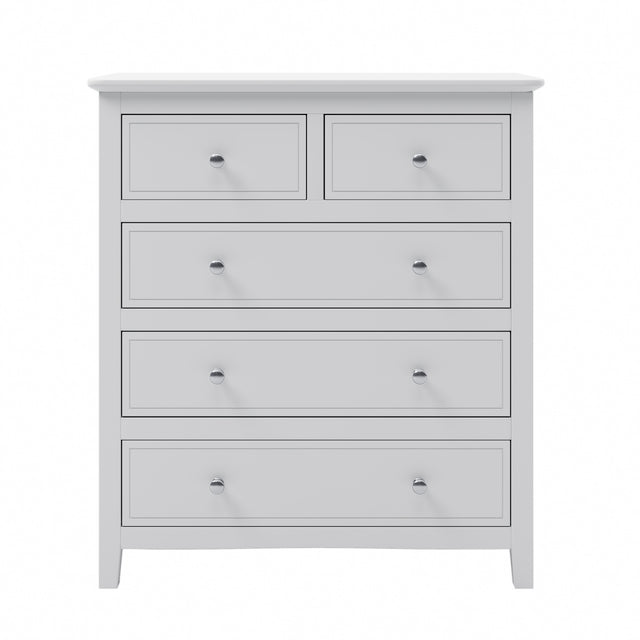5 Drawers Solid Wood Chest in White