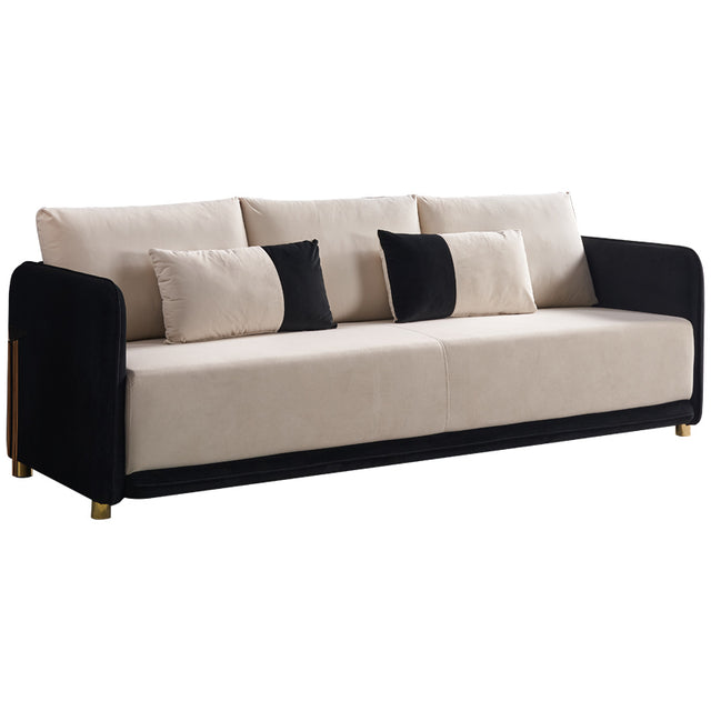 Velvet Sofa BEIGE & BLACK Color
