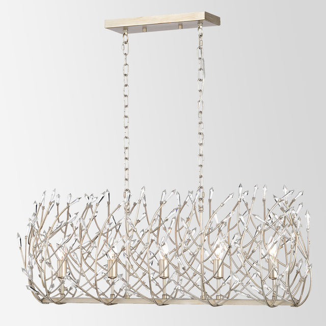 Transitional Crystal Chandelier Ceiling Light 5 lights  ，silver Pendant light Fixture for dining room, kitchen island, office, hotel, living room，Dimmable，UL listed，36W * 13L *46H