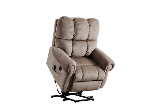 Electric lift recliner with heat therapy and massage, suitable for the elderly, heavy recliner, with modern padded arms and back, camel