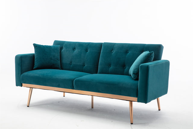 COOLMORE  Velvet  Sofa , Accent sofa .loveseat sofa with rose gold metal feet  and  Teal  Velvet
