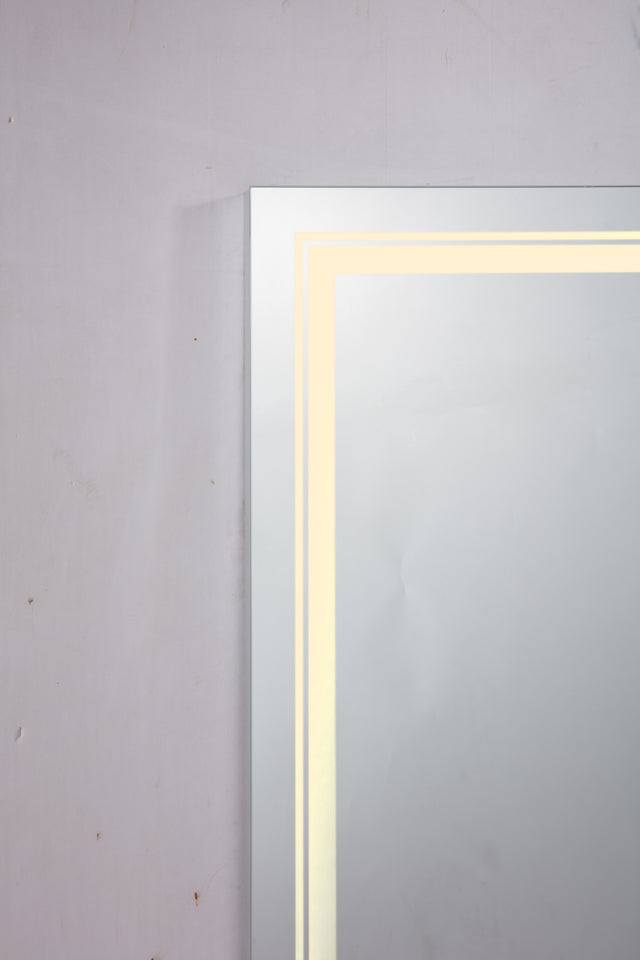 32*24 LED Lighted Bathroom Wall Mounted Mirror with High Lumen+Anti-Fog Separately Control+Dimmer Function