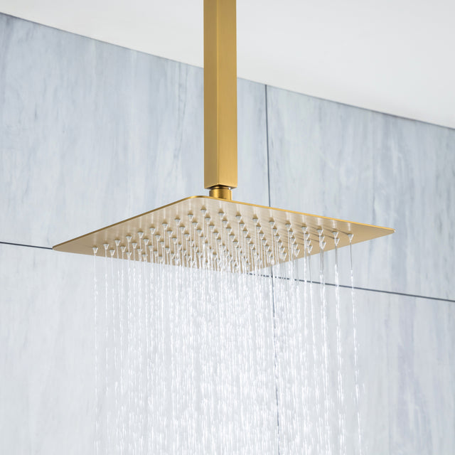 Rainfall 10 inch Shower System Bathroom Luxury Rain Mixer Silver Shower Combo Set Wall Mounted Shower Head Systems with High Pressure Head Hand Held Square Shower Head Polished Chrome Rough-in Valve