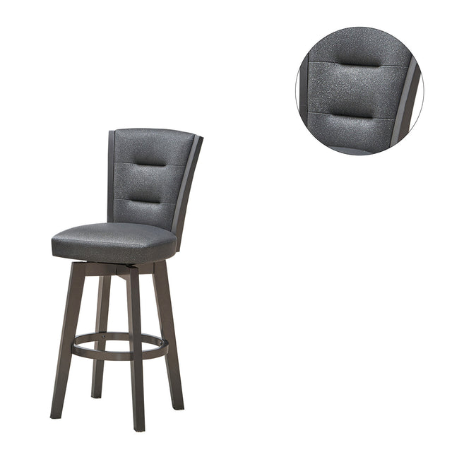 29" Seat Height Glitter Grey Faux Leather Bar Chairs, Set of 2
