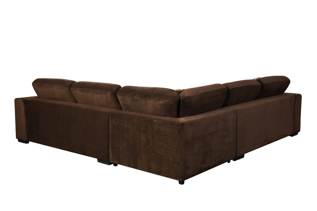 113"X113" Modern Upholstered Living Room Sectional Sofa Furniture Set,L Shape Couch with 3 Pillows for Home Office, Chocolate