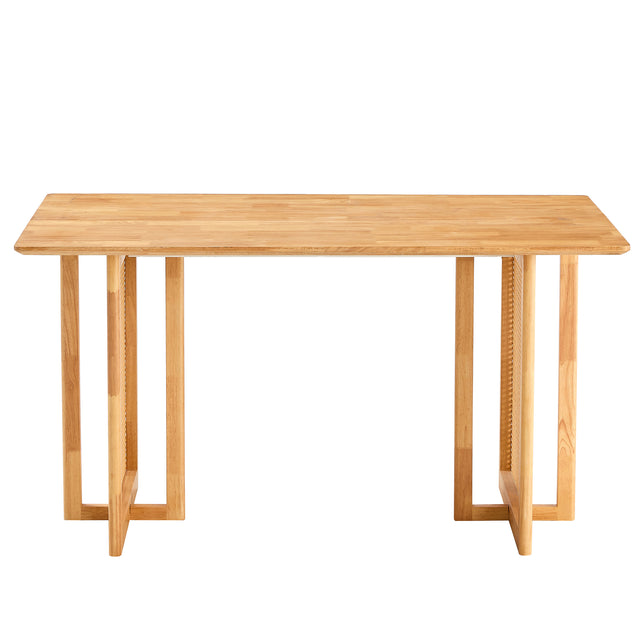 Dining Table.Chinese-style Rural Retro MDF Dining Table, Simple Modern Imitation Rattan Dining Table, Wooden Dining Table, Office Table.Suitable for Dining Room, Living Room and Office