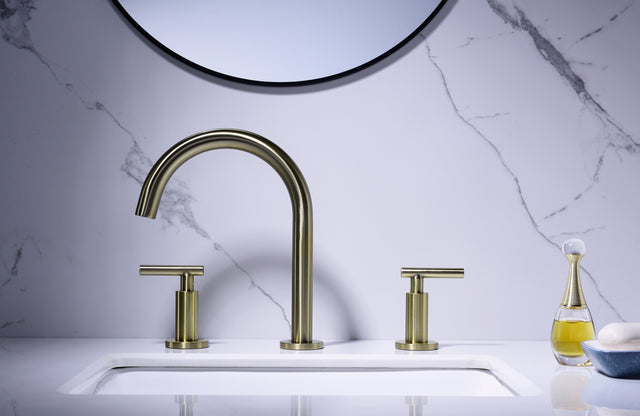 Two Handle High Arc Widespread Bathroom Sink Faucet 3 Hole