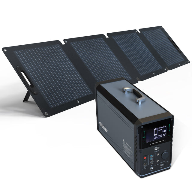 Portable power supply, max load 1500W, LiFePO4, 1380Wh, 48Ah, 2xUSB-A, 2xUSB-C, 2xDC5521, 2xAC110V Includes a 200W solar power panel with 60V output voltage