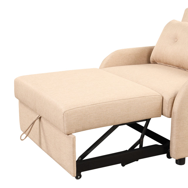 pull out sofa sleeper 3 in 1 with 2 wing table and usb charge for nap line fabric for living room recreation room Beige