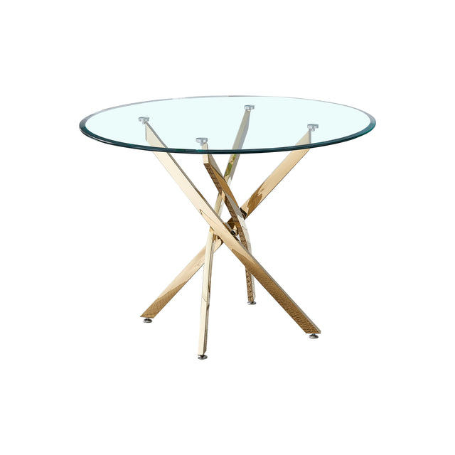 Artisan Modern Small Round Glass Table for Dining Room Sets, 39"Lx 39"Dx 29"H (Gold)