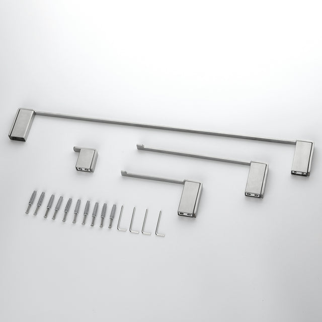4 Piece Stainless Steel Bathroom Towel Rack Set Wall Mount