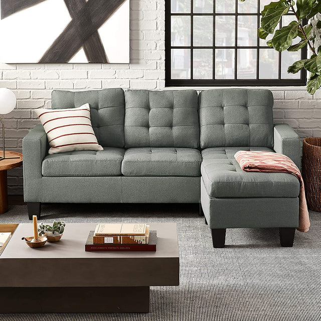 ACME Earsom Sectional Sofa in Gray Linen 52775