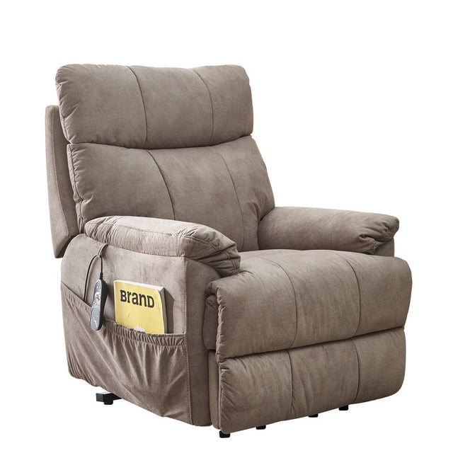 Large size Electric Power Lift Recliner Chair Sofa for Elderly, 8 point vibration Massage and lumber heat, Remote Control, Side Pockets, cozy fabric, overstuffed arm, heavy duty 230LB