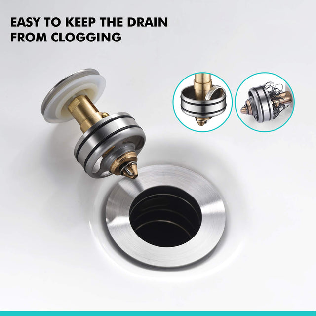 Sink Drain Stopper Bathroom 1.75 In, Pop-Up Drain Stainless Steel With Overflow Anti-Clogging for Vessel Sink Lavatory Vanity Sink Drain with Strainer Basket, Brushed Nickel.