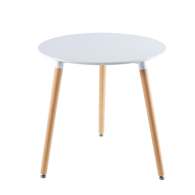 31.5"White Table Mid-century Dining Table for 2-4 people With Round Mdf Table Top, Pedestal Dining Table, End Table Leisure Coffee Table wood leg
