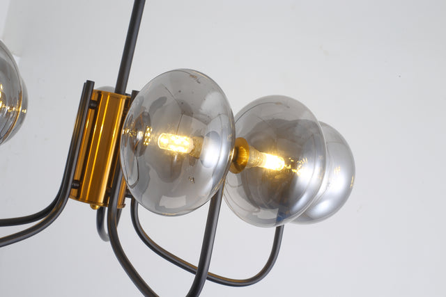 Modern American chandelier-black gold iron glass lampshade -10 bulbs -G9 lamp holder