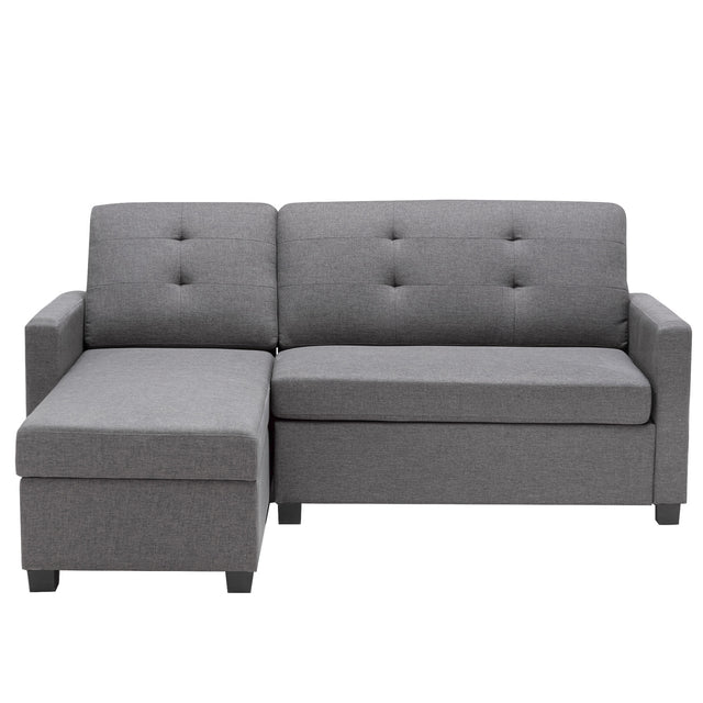 78.3" Convertible Sleeper Sofa Bed,Linen Pull Out Couch with Storage Chaise,Sleeper Counch with Memory Foam Mattress for  Small Space Living Room Bedroom Office,Gray