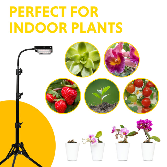 iPower LED Full Spectrum Grow Light with Adjustable Tripod Stand & Metal Hanging Threads for Indoor Plants, Growing Tents, Greenhouse Planting, ON/Off Switch