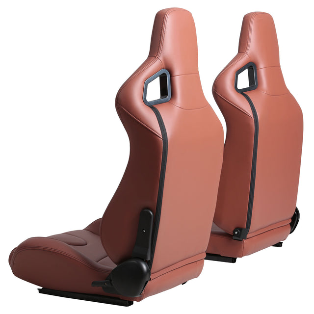 2-Piece Ergonomic Racing Seats with Adjustable Double Slides,PVC Racing Simulator Game seats,Brick Red