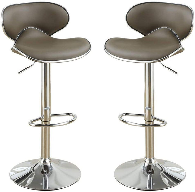 Espresso Faux Leather PVC Bar Stool Counter Height Chairs Set of 2 Adjustable Height Kitchen Island Stools