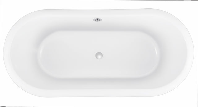 59" 100% Acrylic Freestanding Bathtub，Contemporary Soaking Tub，white inside black outside