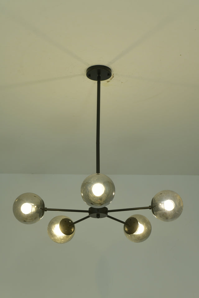 Modern American style chandelier-black-glass lampshade -5 bulbs