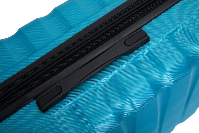 Expandable 3 Piece Luggage Sets ABS Lightweight Suitcase with Two Hooks, Spinner Wheels, TSA Lock, (20/24/28) Cyan