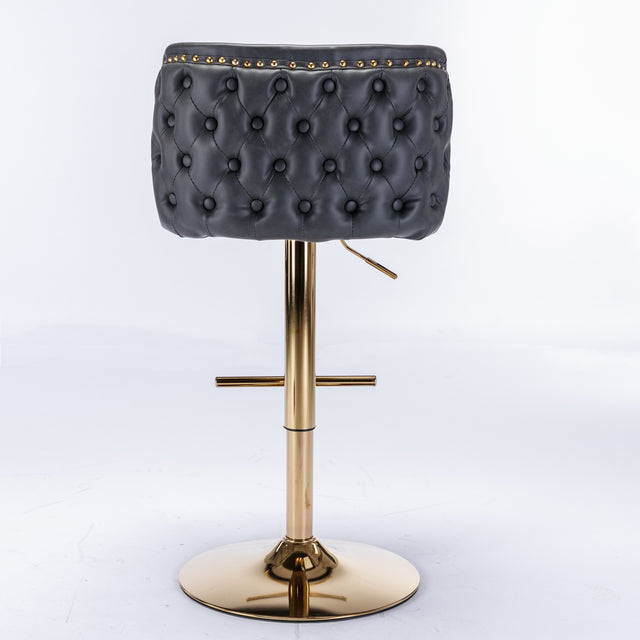 A&A Furniture,Swivel Barstools Adjusatble Seat Height,Modern PU Upholstered Bar Stools with  the whole Back Tufted, for Home Pub and Kitchen Island (Dark Gray, Set of 2),SW1928DG