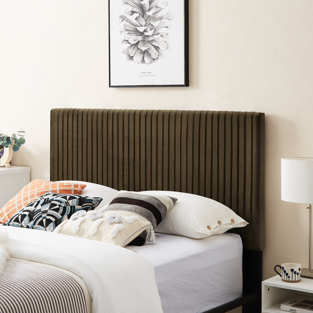 B110 Full bed Beautiful line stripe cushion headboard  Strong iron frame with high temperature paint