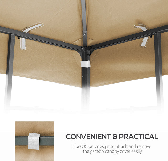 10x10 Ft Outdoor Patio Gazebo Replacement Canopy,Double Tiered Gazebo Tent Roof Top Cover Only（Frame Not Include）