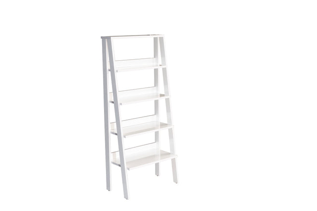 Furnish Home Store Otavio 5 Tier Modern Ladder Bookshelf Organizers, Wood Frame Bookshelf for Small Spaces in Your Living Rooms, Office Furniture Bookcase, White