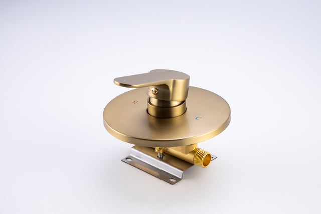 Shower Faucet Set, Wall Mount Round hower System Mixer Set, 10 Inch Rain Shower Head , Solid Brass, Rough-in Valve Included