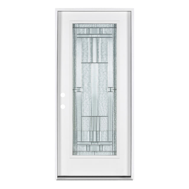 37.5inx81.5in Right Hand Inswing Decorative Glass- Zinc Caming  Fiber Glass Prehung Entry Door .