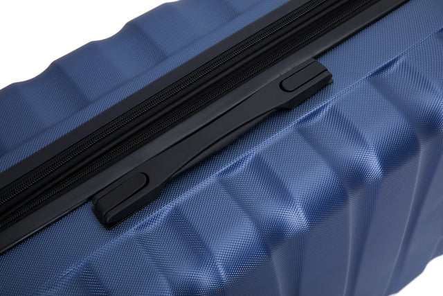 Expandable 3 Piece Luggage Sets ABS Lightweight Suitcase with Two Hooks, Spinner Wheels, TSA Lock, (20/24/28) Blue