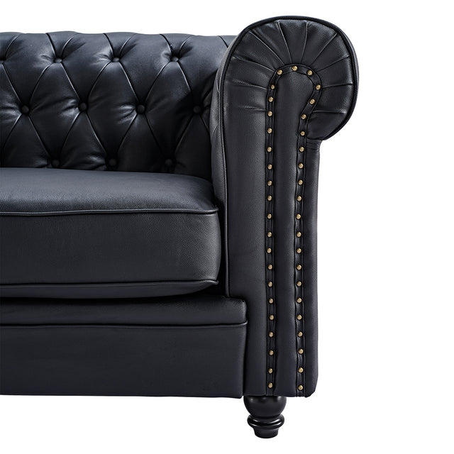 classic sofa 1-seat genuine leather solid wood oak feet