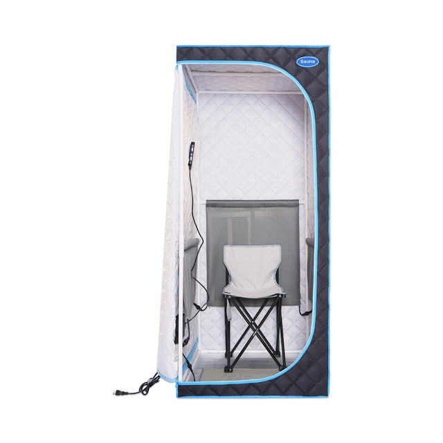 Portable Full Size Black Infrared Sauna tent–Personal Home Spa, with Infrared Panels, Heating Foot Pad,Controller, Foldable Chair ,Reading light.Easy to Install.Fast heating, with FCC Certification.