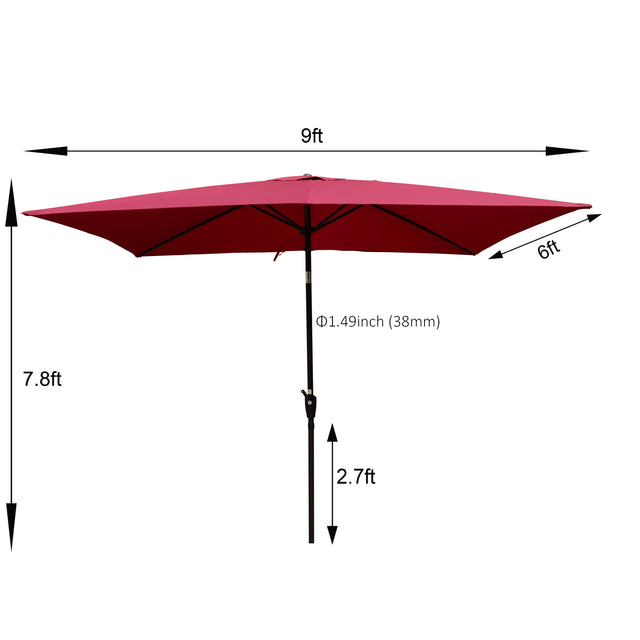 6 x 9ft  Patio Umbrella Outdoor  Waterproof Umbrella with Crank and Push Button Tilt without flap for Garden Backyard Pool  Swimming Pool Market