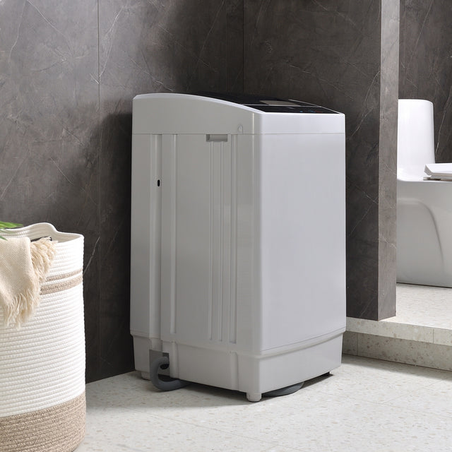 Top Loading Compact Fully Automatic Washing Machine, 1.24 Cu.ft, with LED Display, 8 Water Levels, 10 Wash Programs, Wash Schedule, Tub Air Dry, Tub Self Clean, Child Lock，Dorms, RVs, Camping