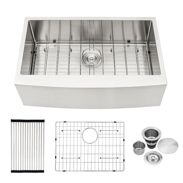 30 Inch Farmhouse Kitchen Sink - 30”x21”x10” Stainless Steel Apron Front Farmhouse Sink 10 Inch Deep 16 Gauge Single Bowl Kitchen Sink Basin