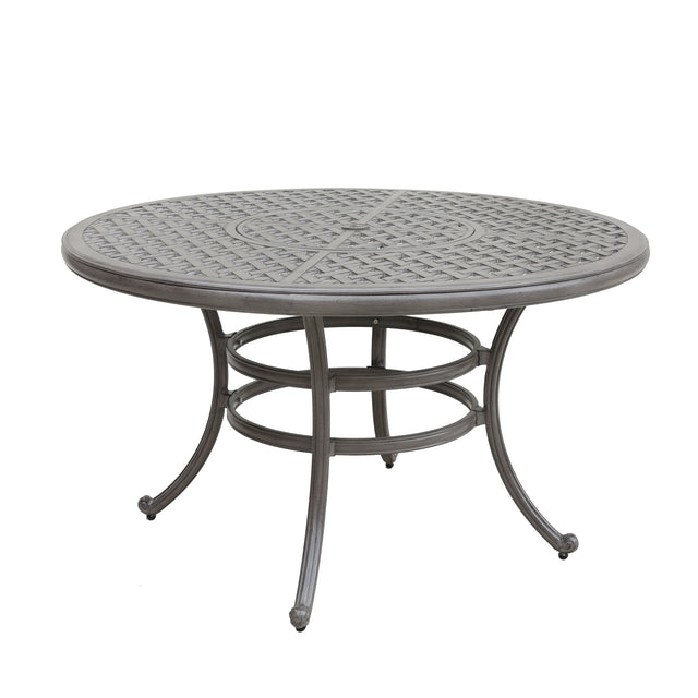 All-Weather and Durable 52" Round Cast Aluminum Round Dining Table with Umbrella Hole