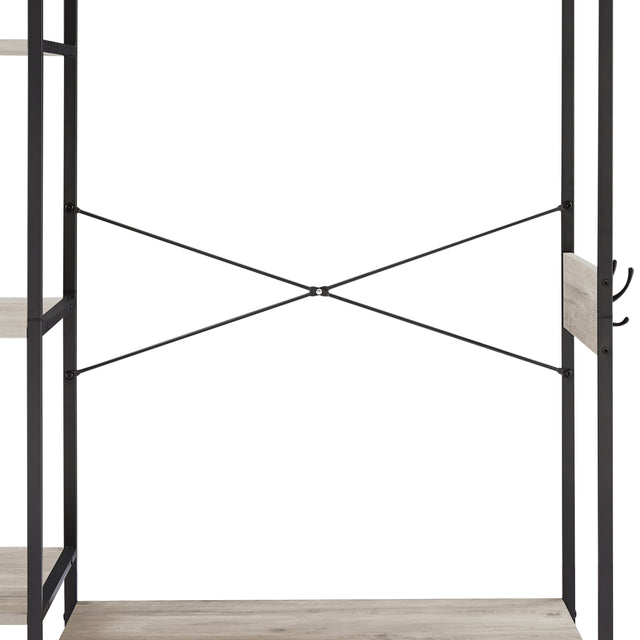JHX Organized Garment Rack with Storage, Free-Standing Closet System with Open Shelves and Hanging Rod(Grey,45.3’’w x 15.75’’d x 70.08’’h).